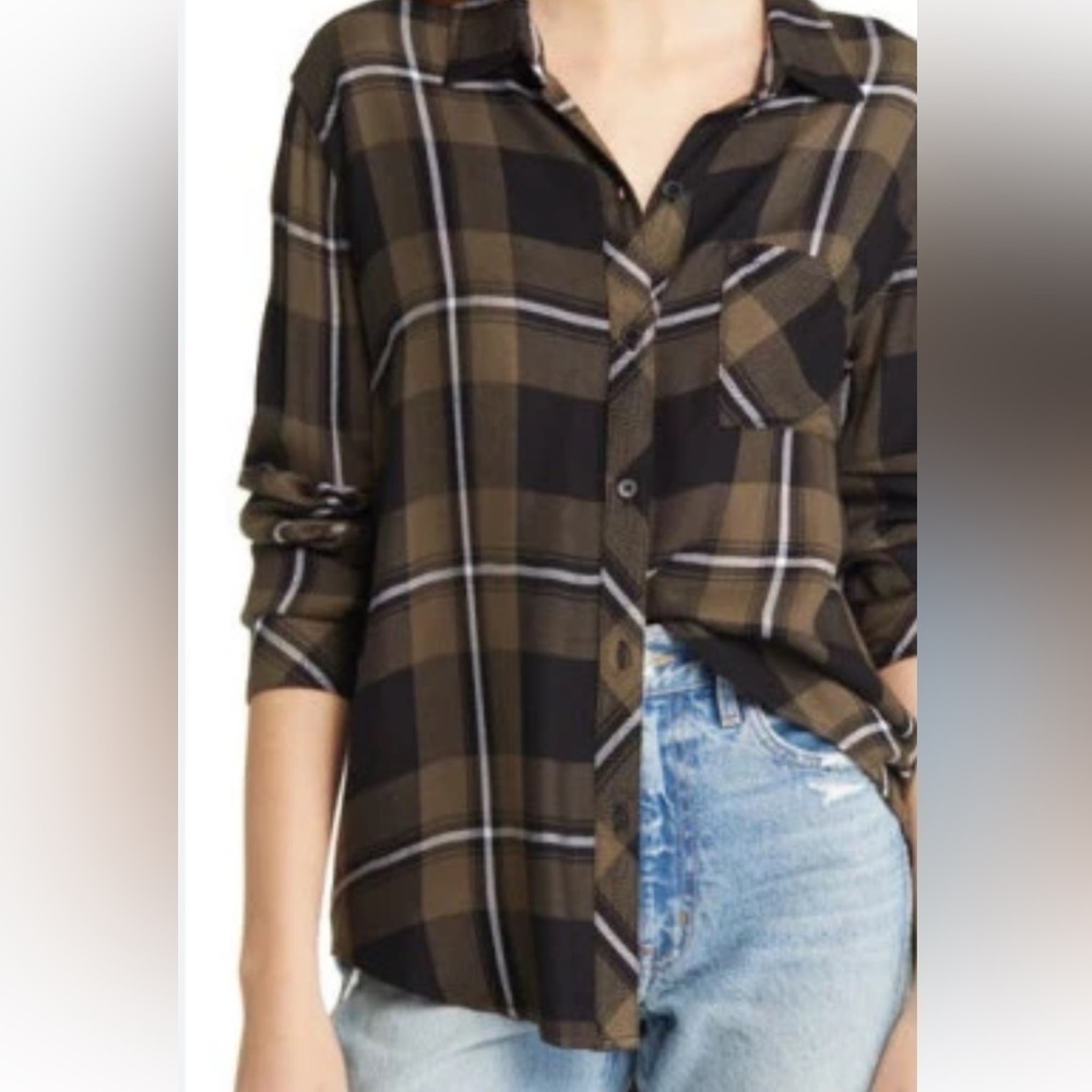 Rails.   Hunter Moss black Ivory shirt